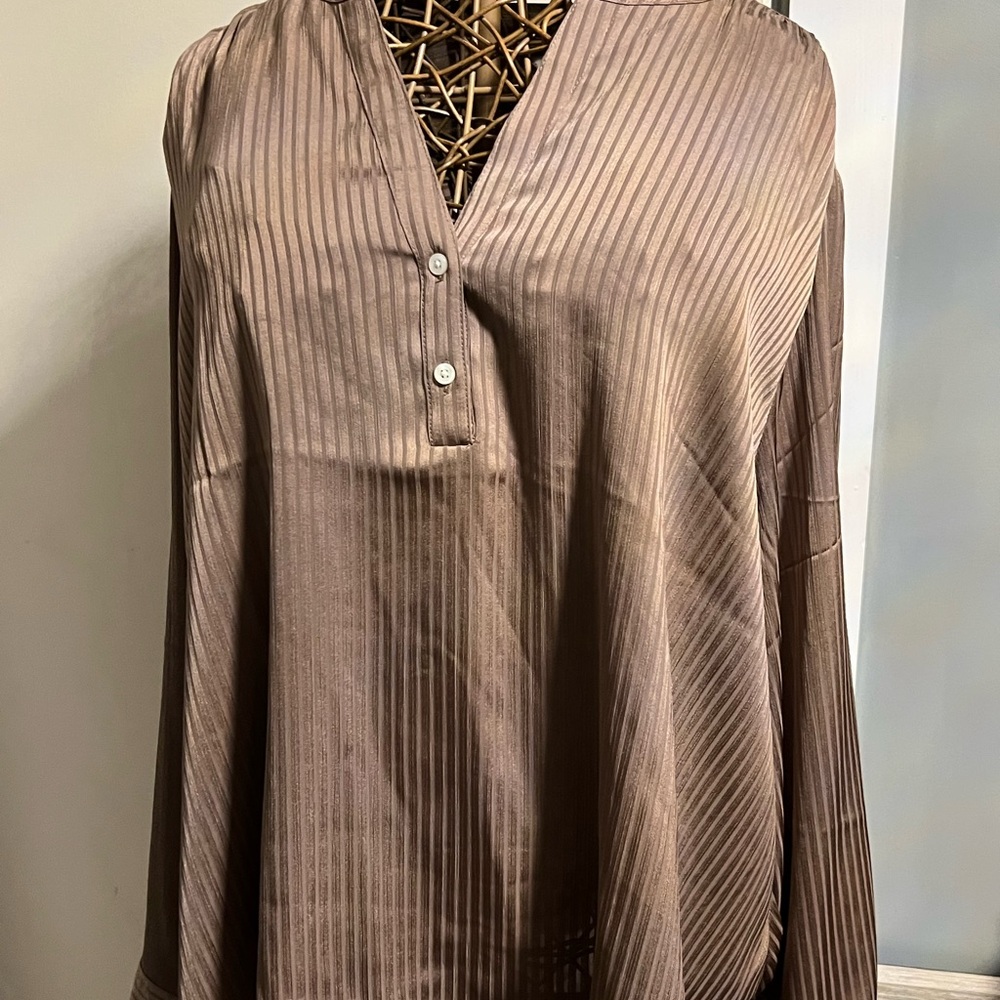 J. Crew Satin-Like Long Sleeve Blouse in Taupe